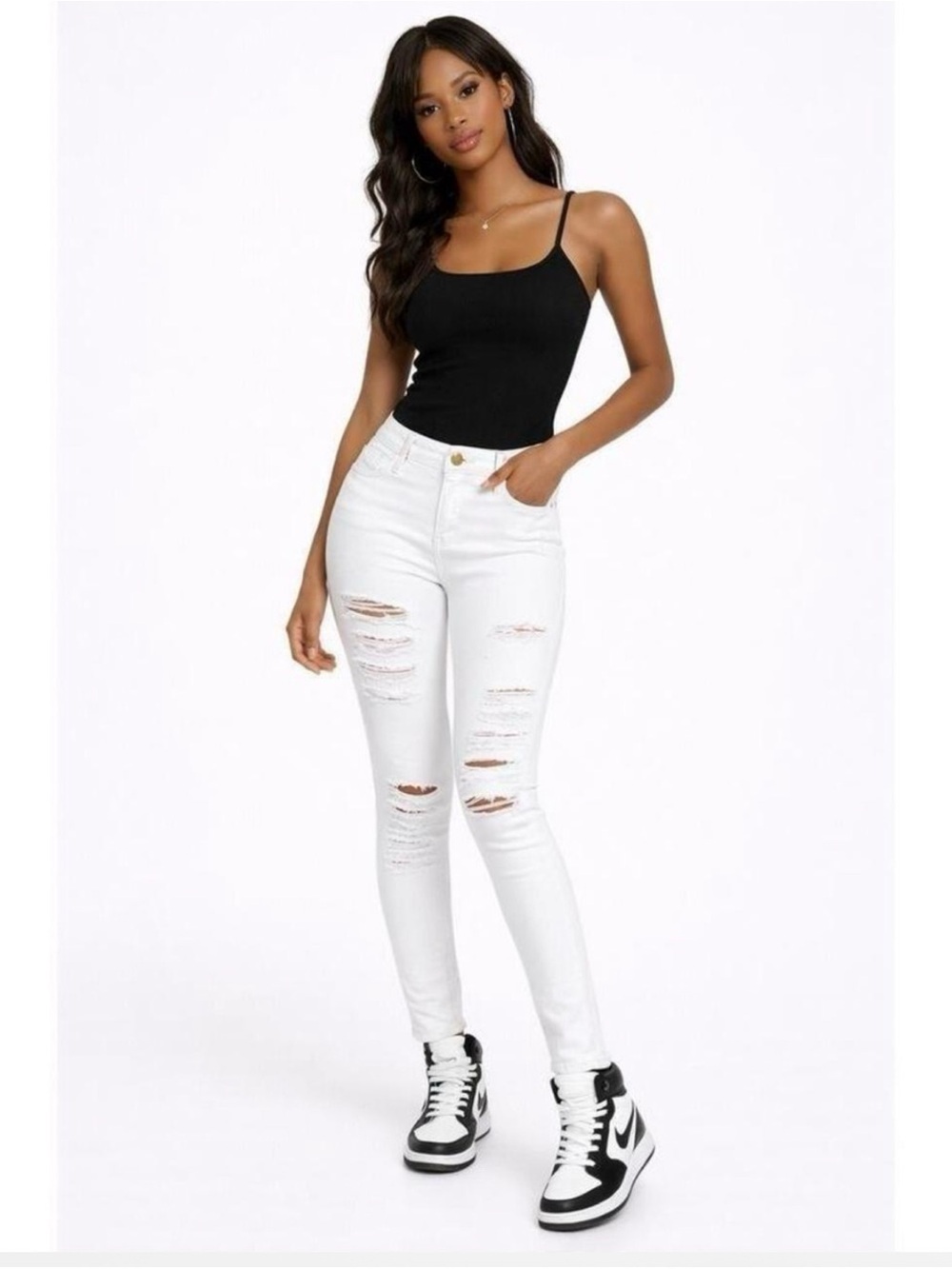 Frame Denim‎ Le Skinny De Jeanne Raw Hem Distressed Ripped White Jeans 24 $225